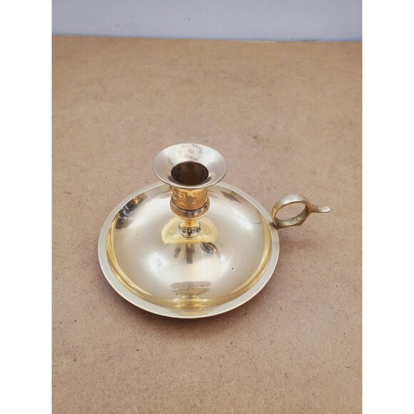 Vintage Brass Candle Holder - Brass Candlestick Holder - Brass Chamberstick - - Picture 3 of 10